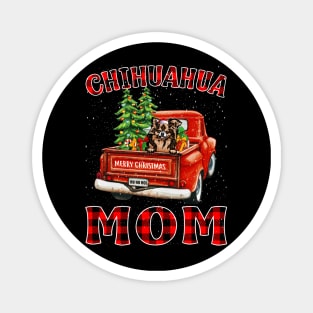 Christmas Chihuahua Mom Santa Hat Truck Tree Plaid Dog Mom Christmas Magnet